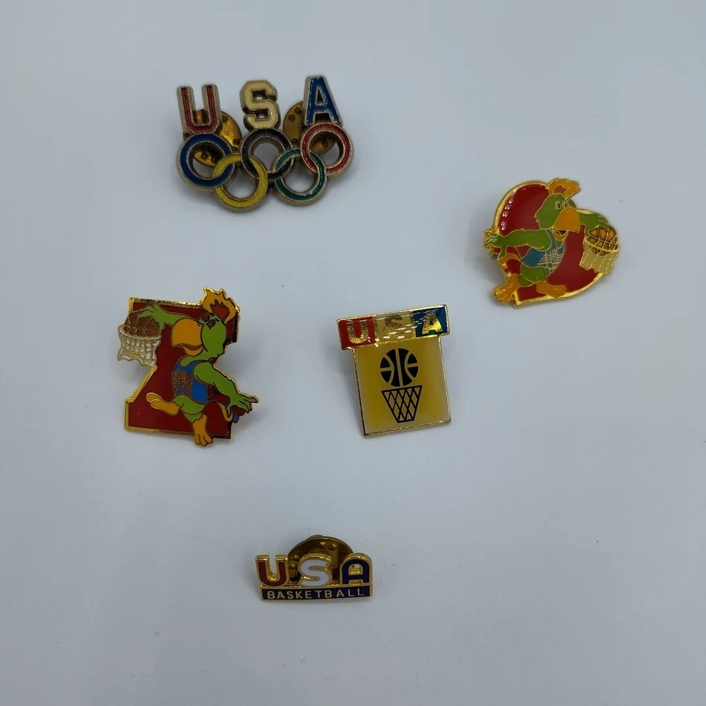 Vintage 1984–1985 USA Basketball & Olympic Pins Lot – Sam the Eagle Mascot - Picture 2 of 4